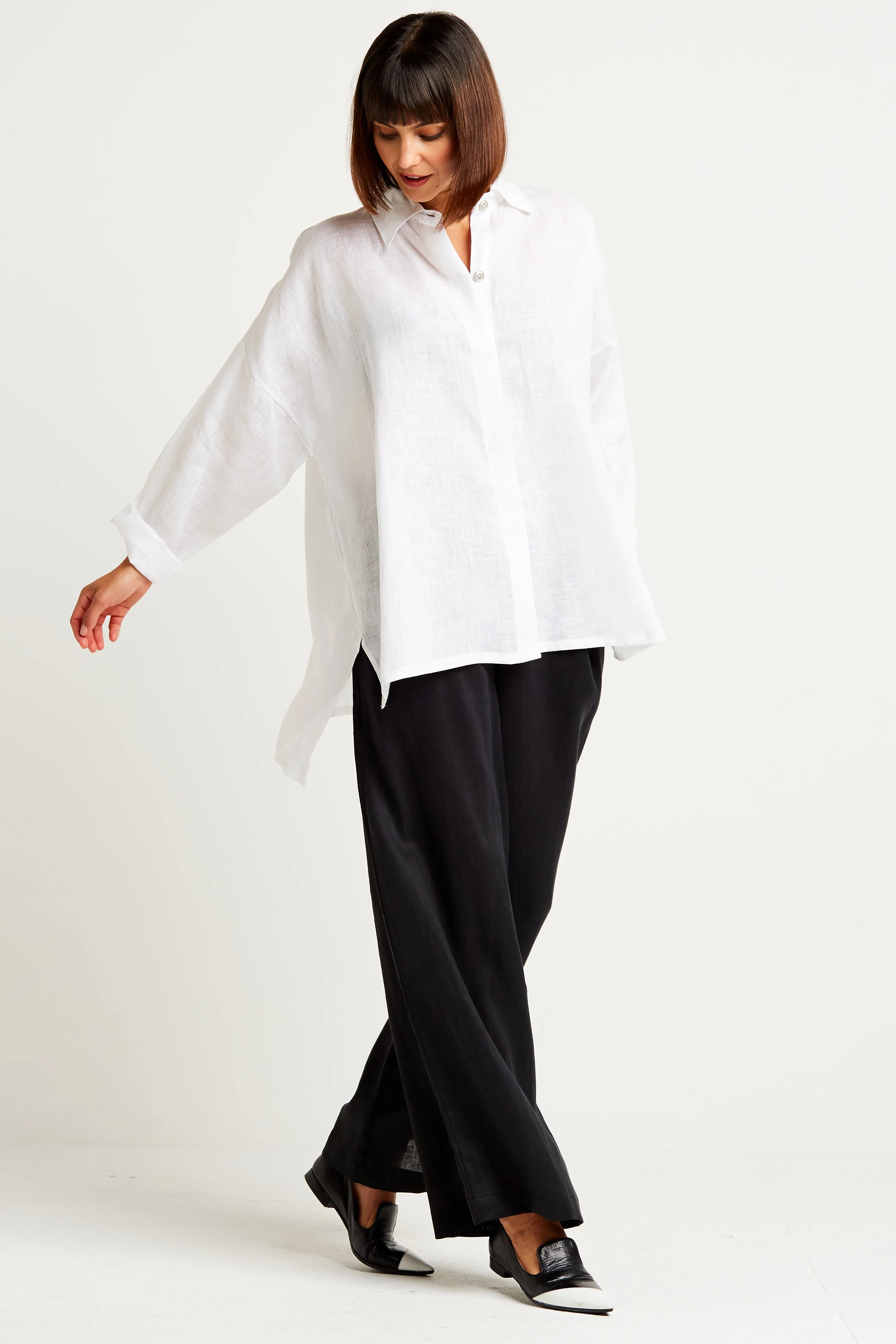 Handkerchief Linen Wide Leg Pants