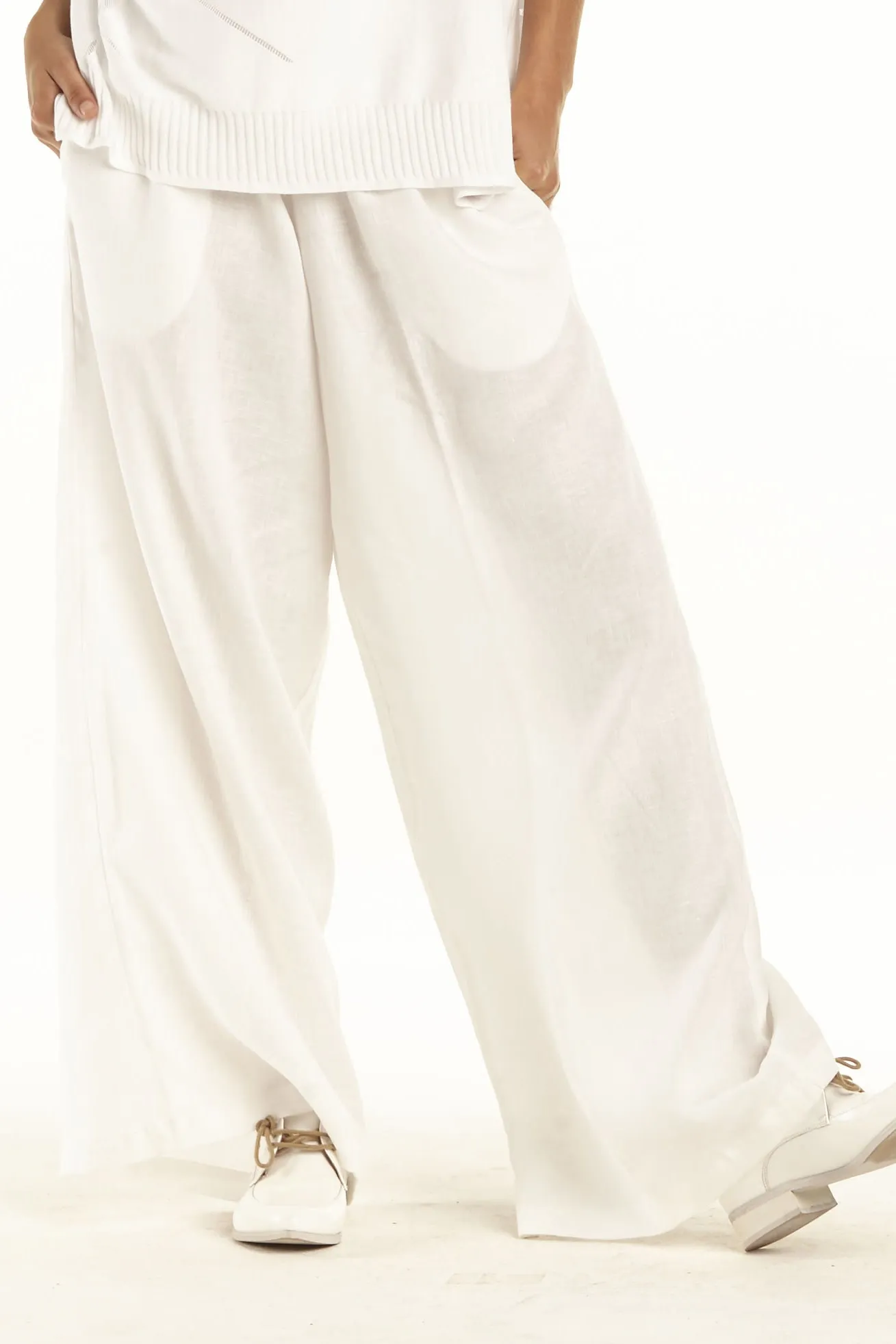 Handkerchief Linen Wide Leg Pants