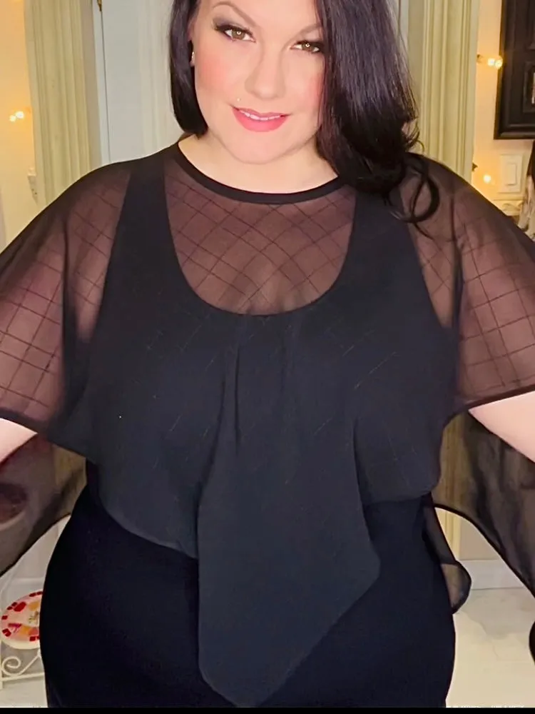 Handmade Capelette in Black Grid Print