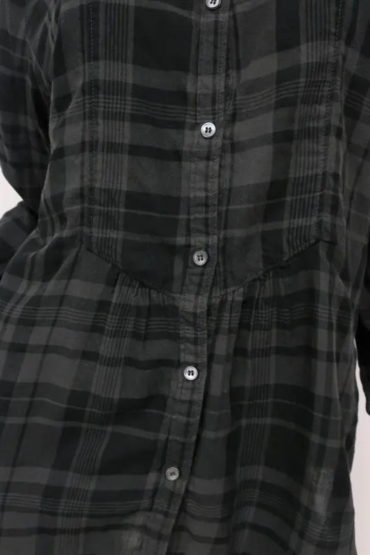 Hartford Plaid Button Down Shirt Gray/Black Cotton Size 5 Long Sleeve Top