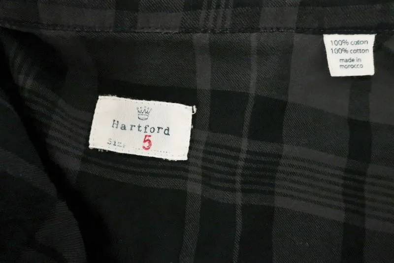 Hartford Plaid Button Down Shirt Gray/Black Cotton Size 5 Long Sleeve Top