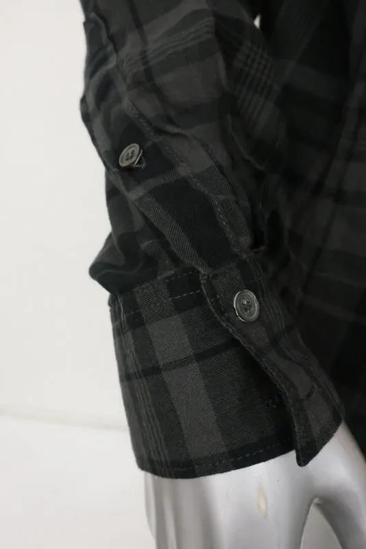 Hartford Plaid Button Down Shirt Gray/Black Cotton Size 5 Long Sleeve Top