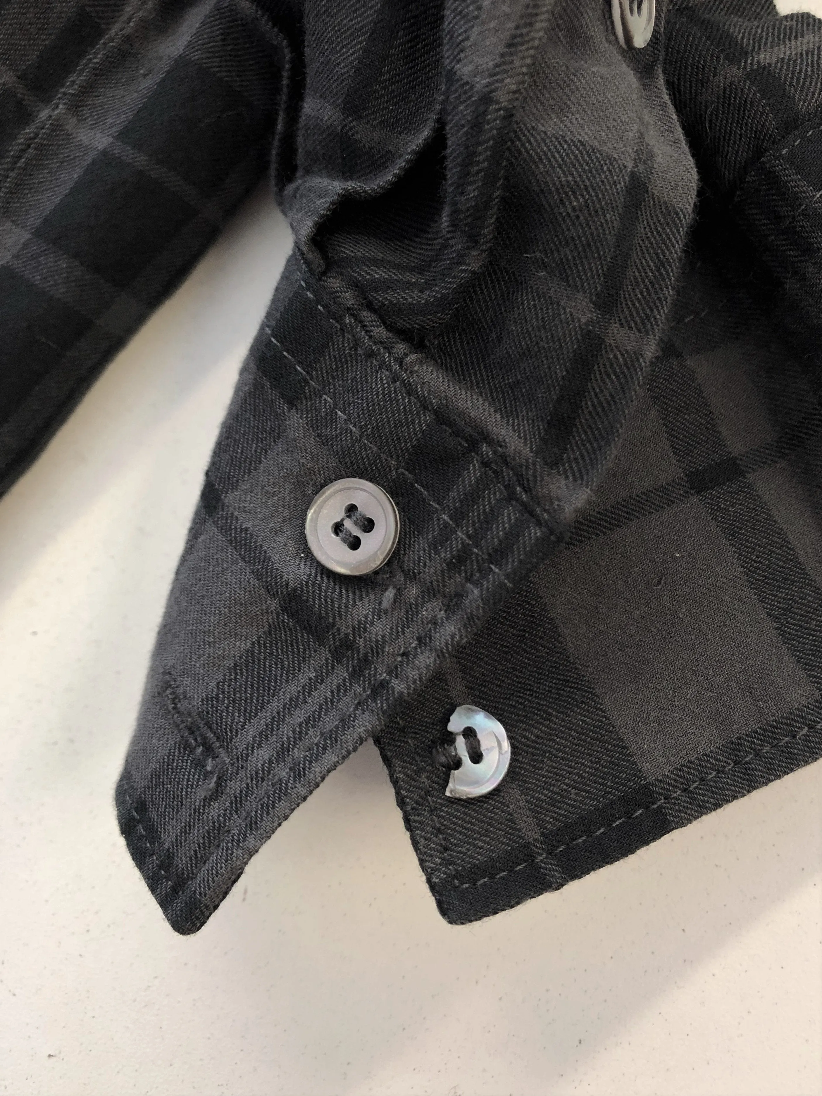 Hartford Plaid Button Down Shirt Gray/Black Cotton Size 5 Long Sleeve Top