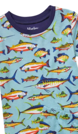 Hatley Lots of Fish Long Sleeved Pajamas : Sizes 2 to 12 Years