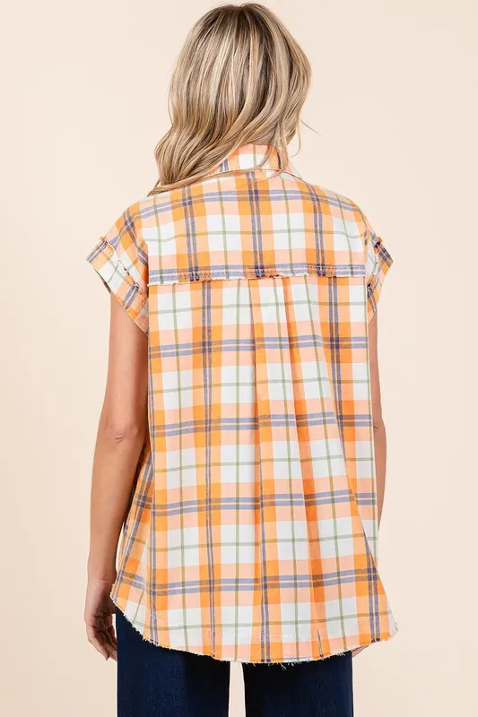 Hazel Blues® |  Mittoshop Mineral Wash Plaid Button Down Shirt