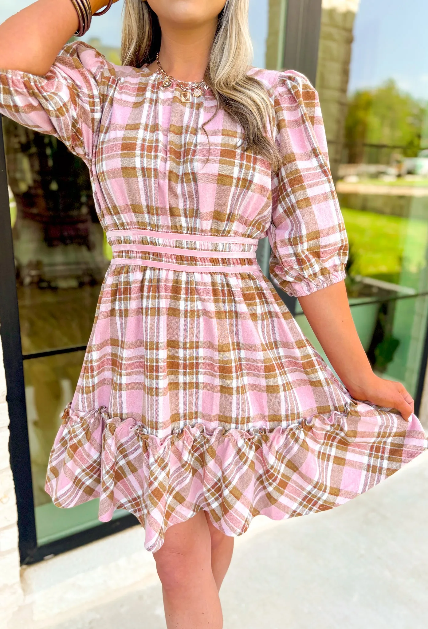 Heading South Plaid Dress
