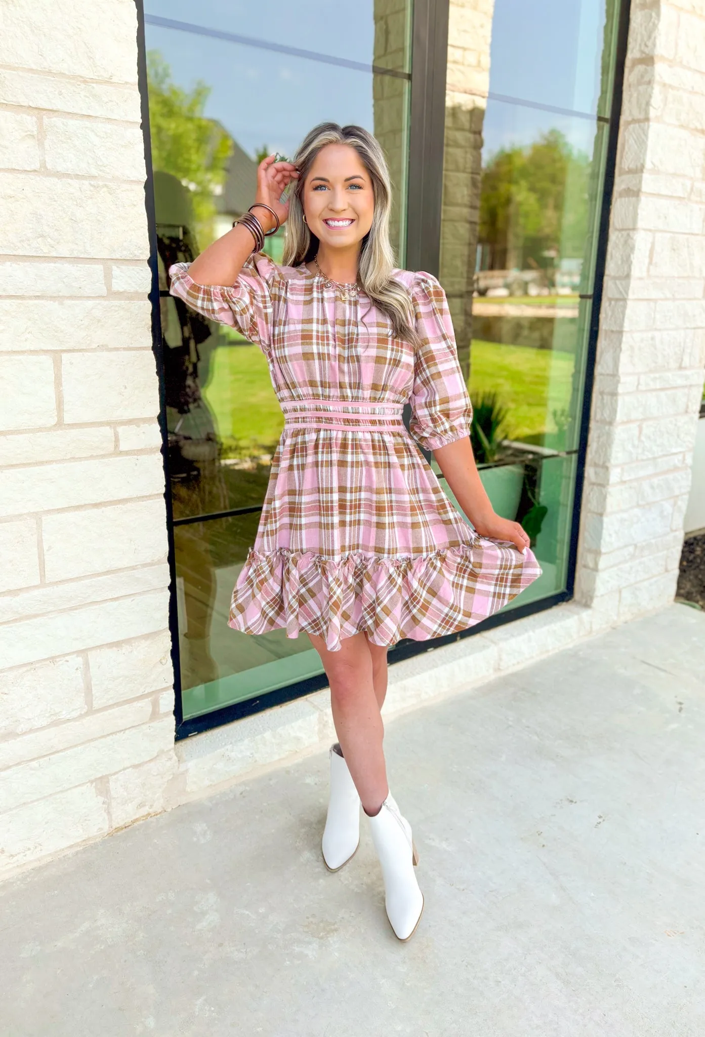 Heading South Plaid Dress