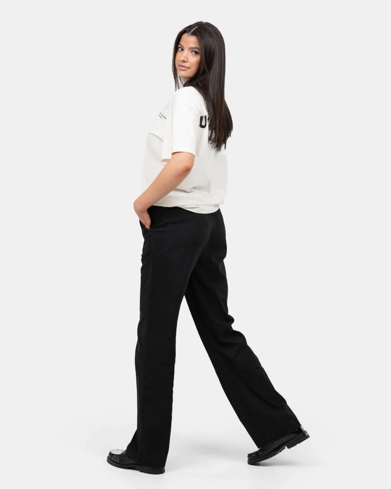 Heavyweight Linen Pants High-waisted Black