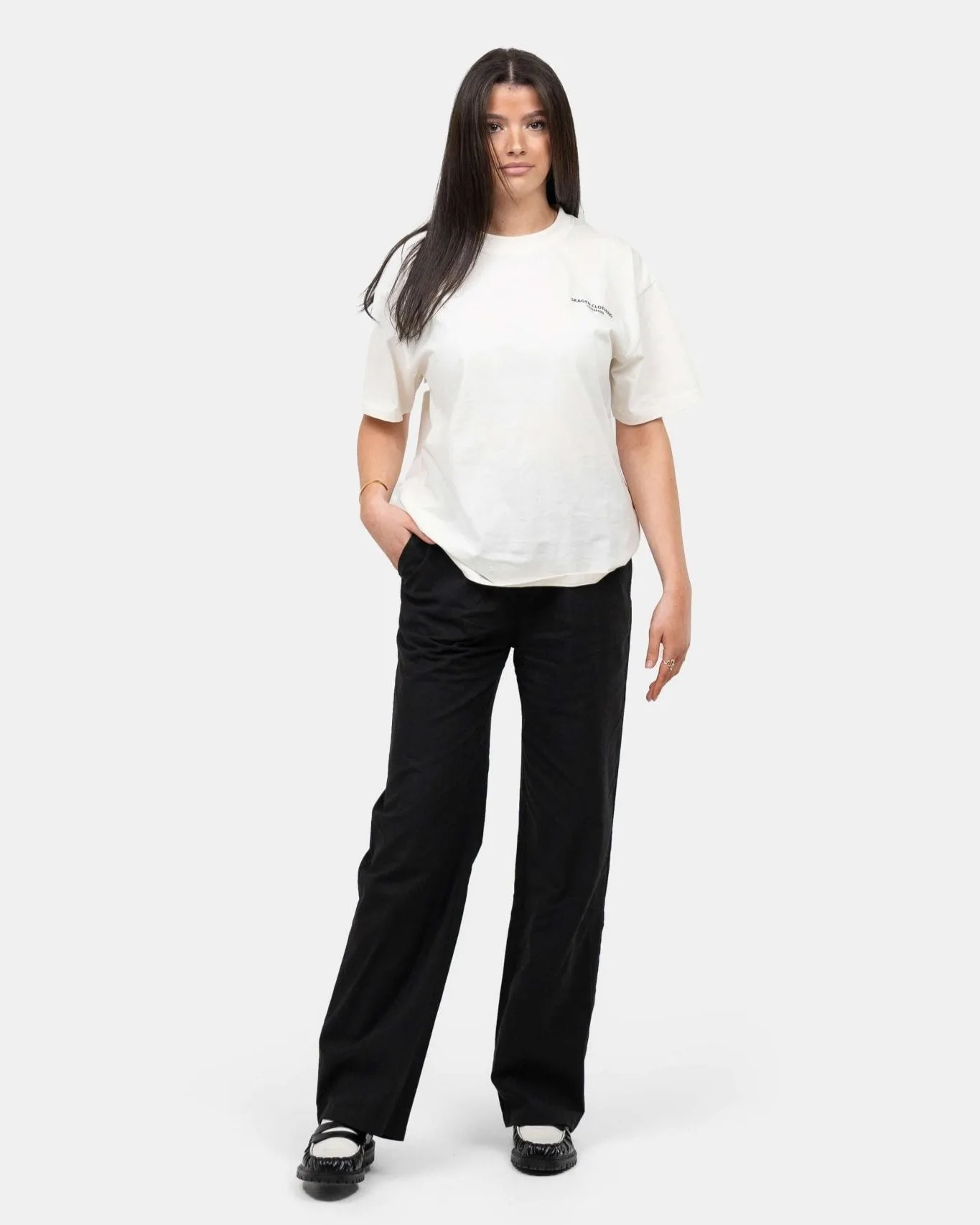 Heavyweight Linen Pants High-waisted Black