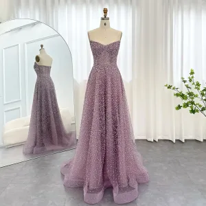 HELEN Luxury Crystal Tulle A-Line Evening Dress