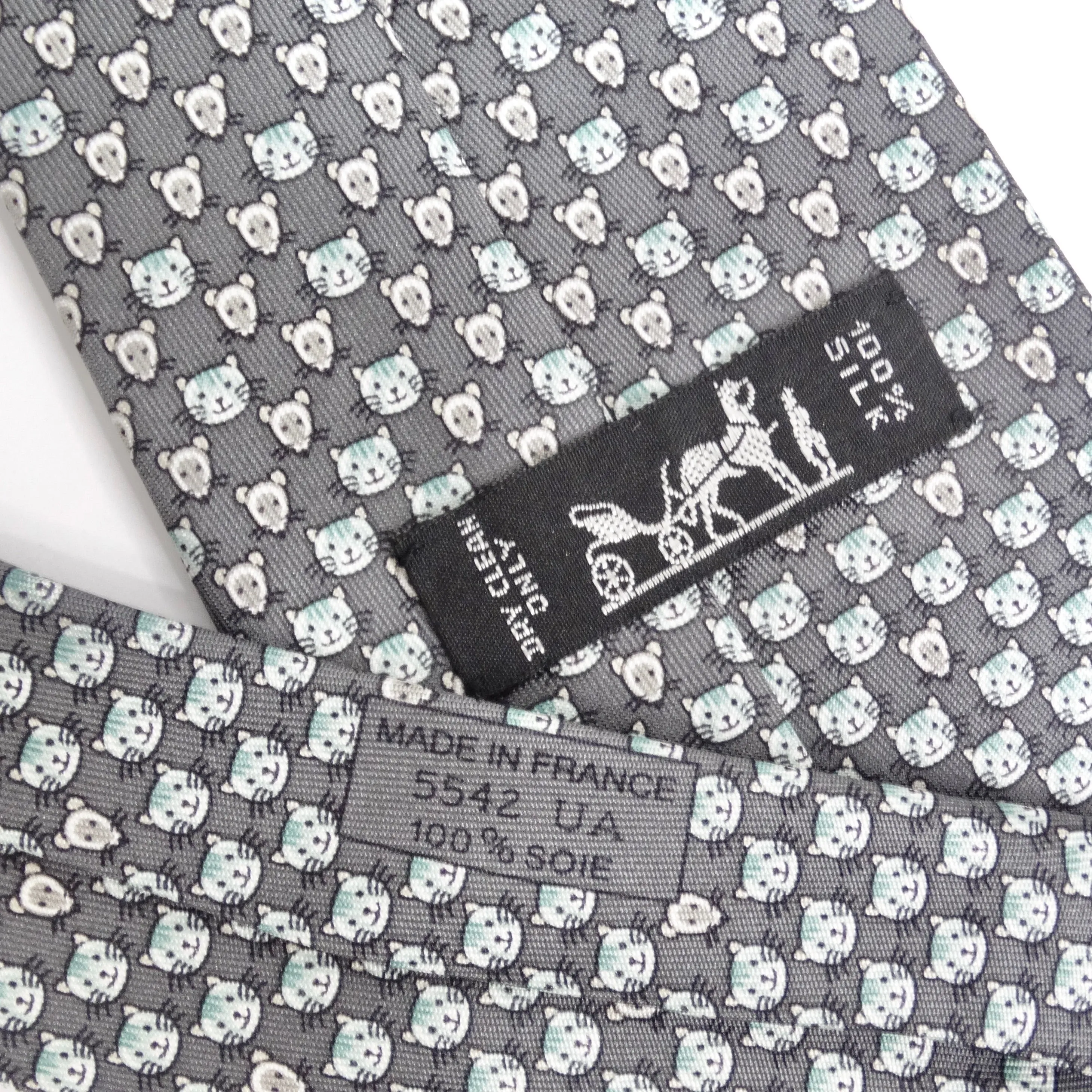 Hermes 1990s Cat Print Tie