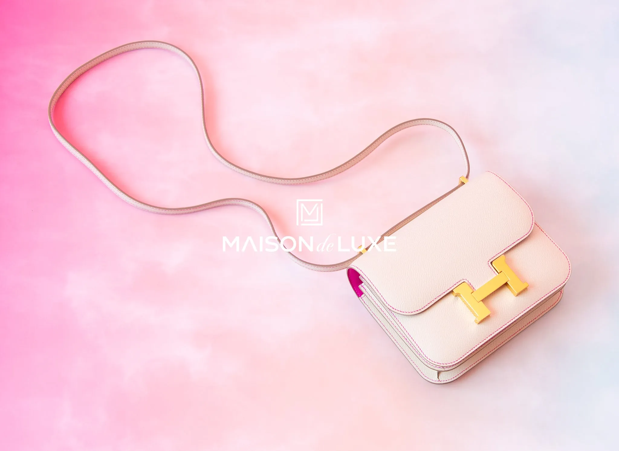 Hermes HSS Constance Mini 18 Craie   Pink Epsom Handbag
