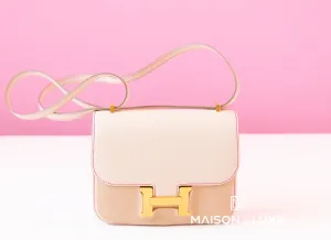 Hermes HSS Constance Mini 18 Craie   Pink Epsom Handbag