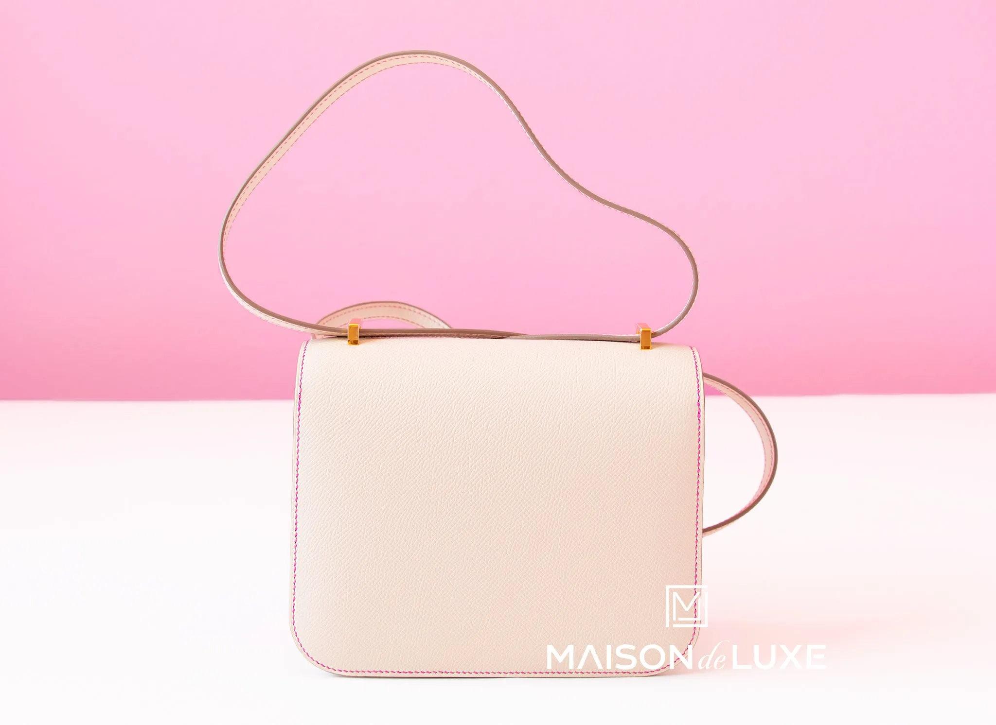 Hermes HSS Constance Mini 18 Craie   Pink Epsom Handbag