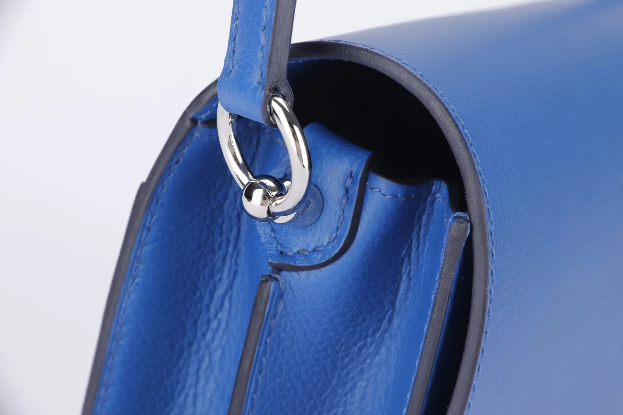 Hermes Mini Roulis, Stamp Z, Blue France Color, Evercolor Leather, Silver Hardware, with Dust Cover & Box