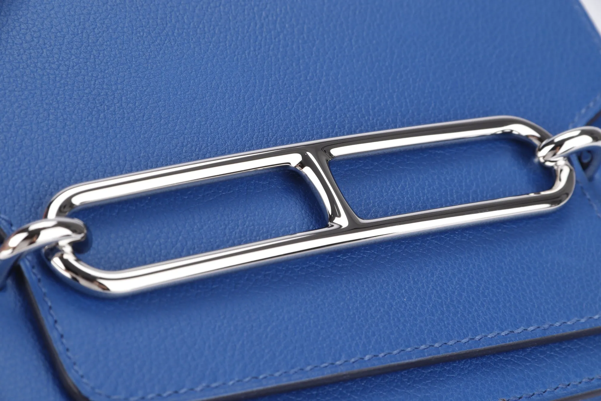 Hermes Mini Roulis, Stamp Z, Blue France Color, Evercolor Leather, Silver Hardware, with Dust Cover & Box