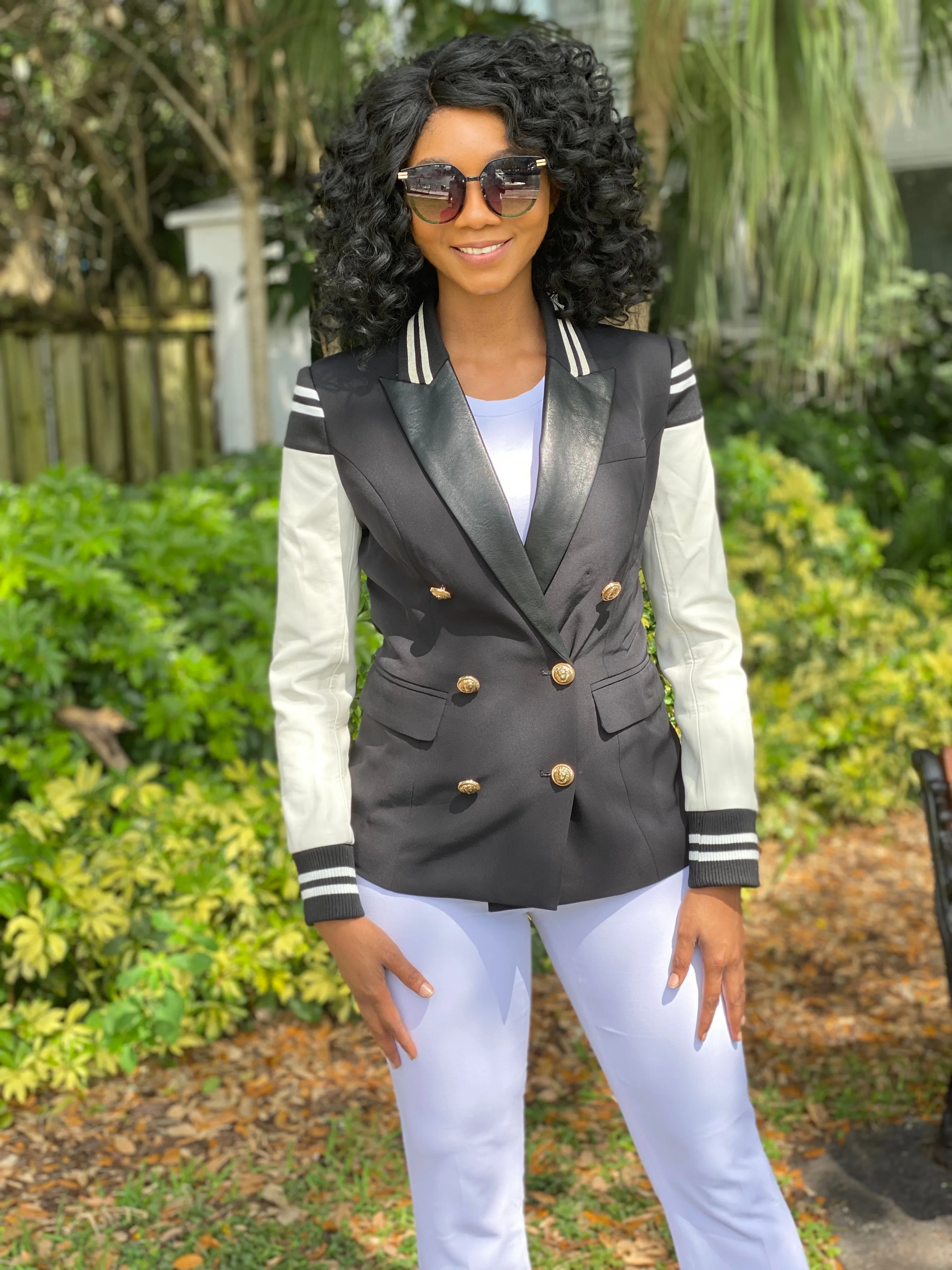High quality varsity leather blazer