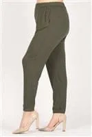 High Waist Plus Size Relaxed Fit Pants Olive - Pack of 6