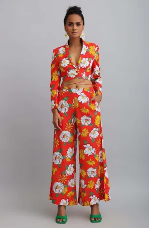 Hisbiscus Printed Top With Pants
