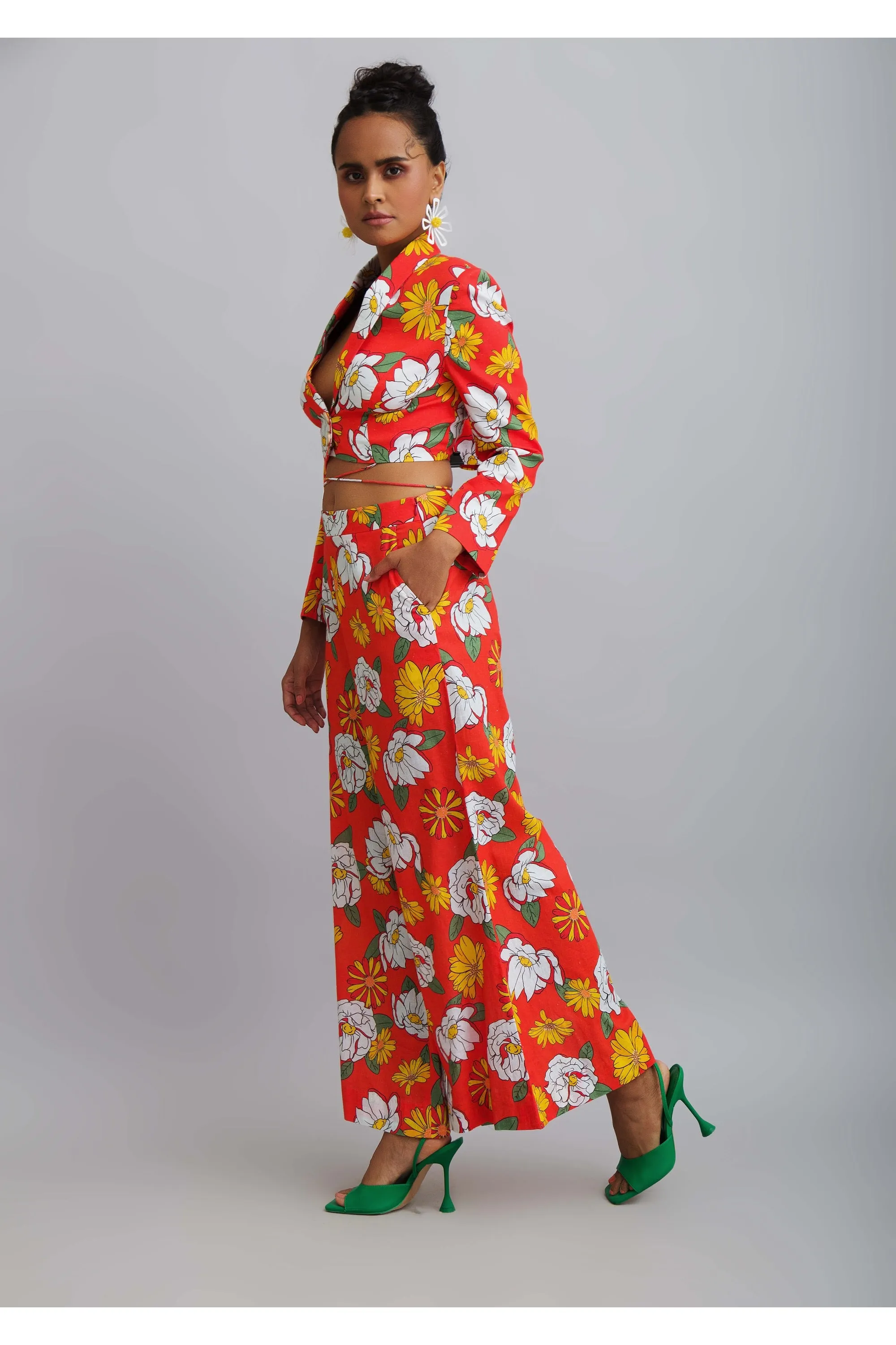 Hisbiscus Printed Top With Pants