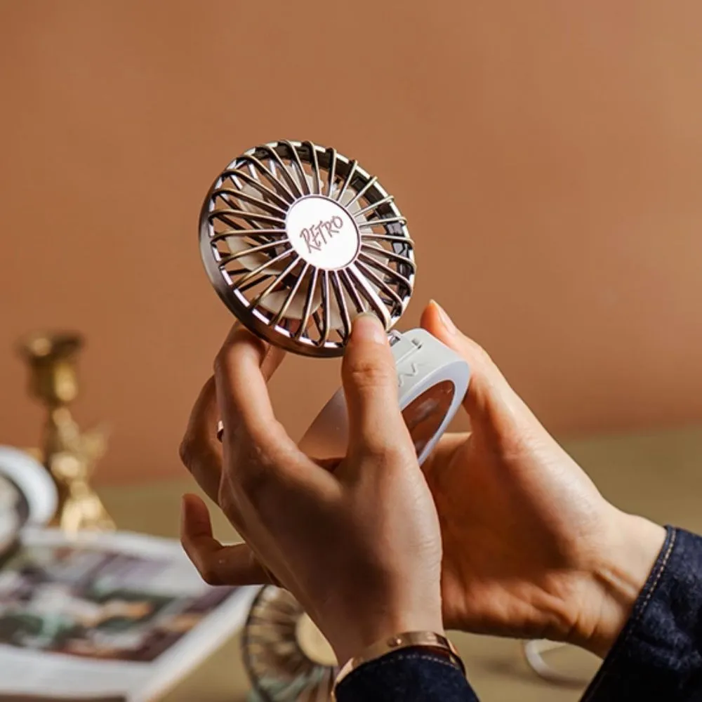Homlly Retro Portable LED Mirror Lanyard Fan