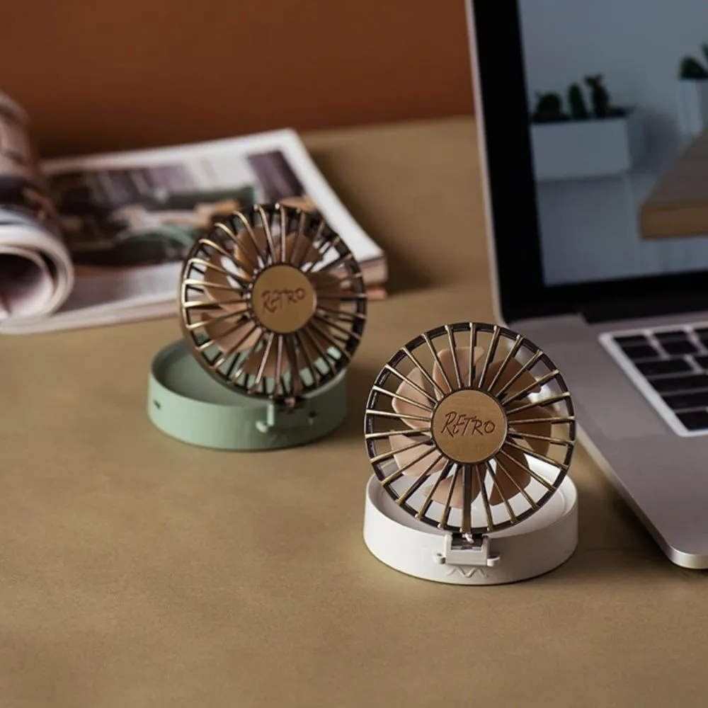 Homlly Retro Portable LED Mirror Lanyard Fan