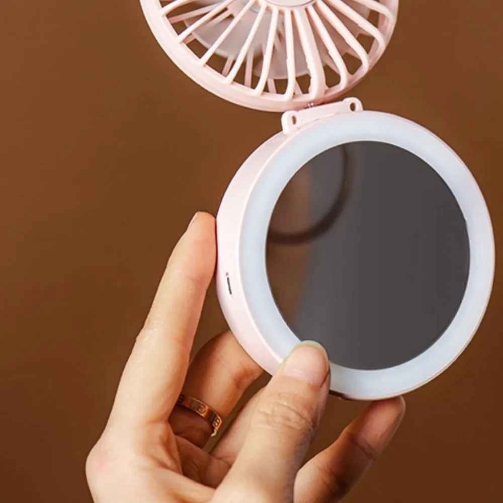 Homlly Retro Portable LED Mirror Lanyard Fan