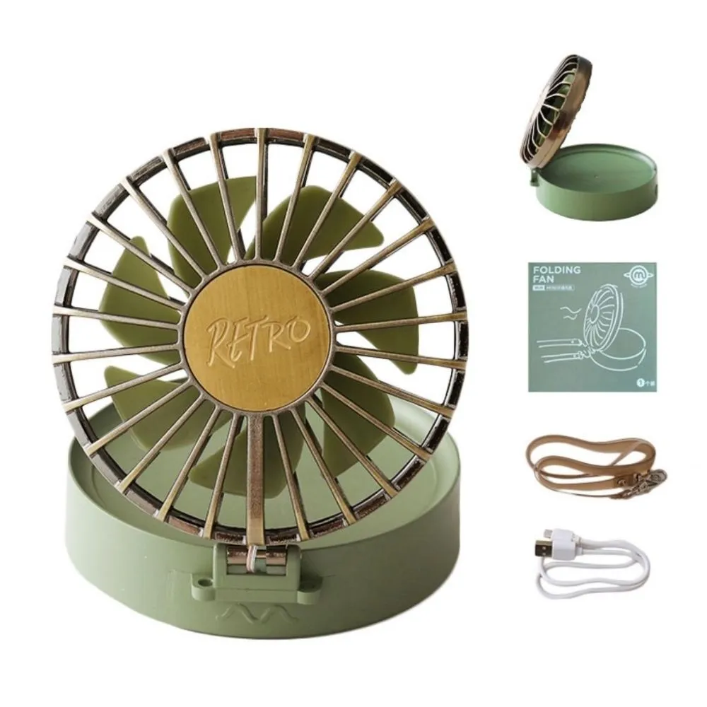 Homlly Retro Portable LED Mirror Lanyard Fan
