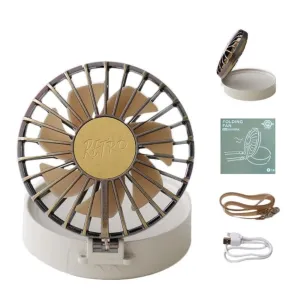 Homlly Retro Portable LED Mirror Lanyard Fan