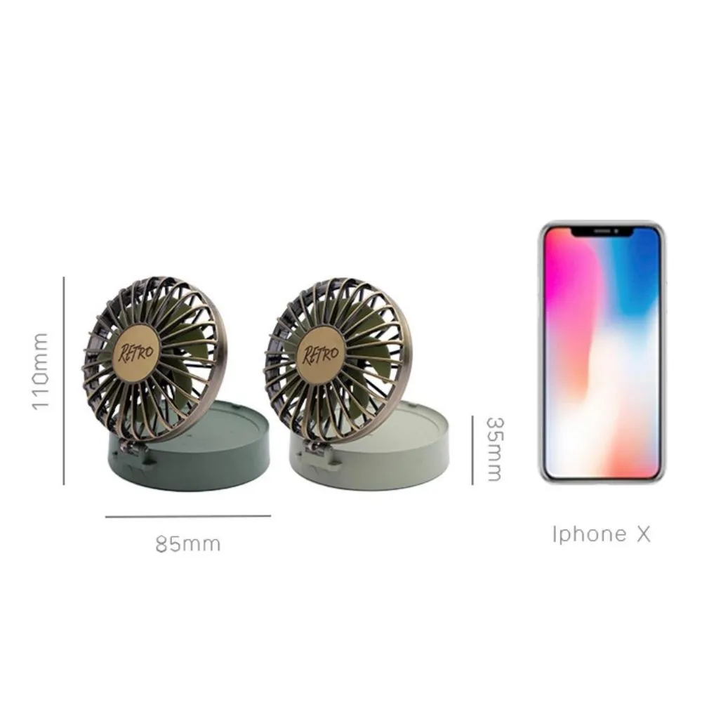 Homlly Retro Portable LED Mirror Lanyard Fan