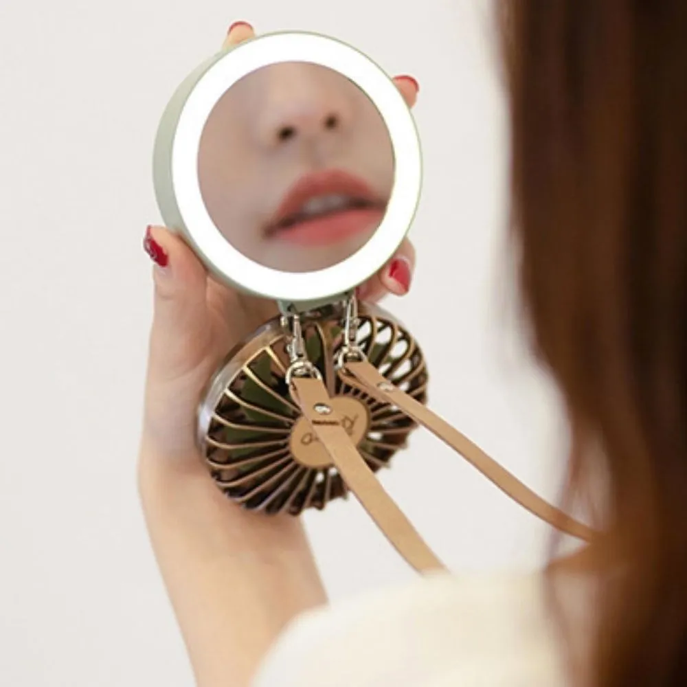 Homlly Retro Portable LED Mirror Lanyard Fan