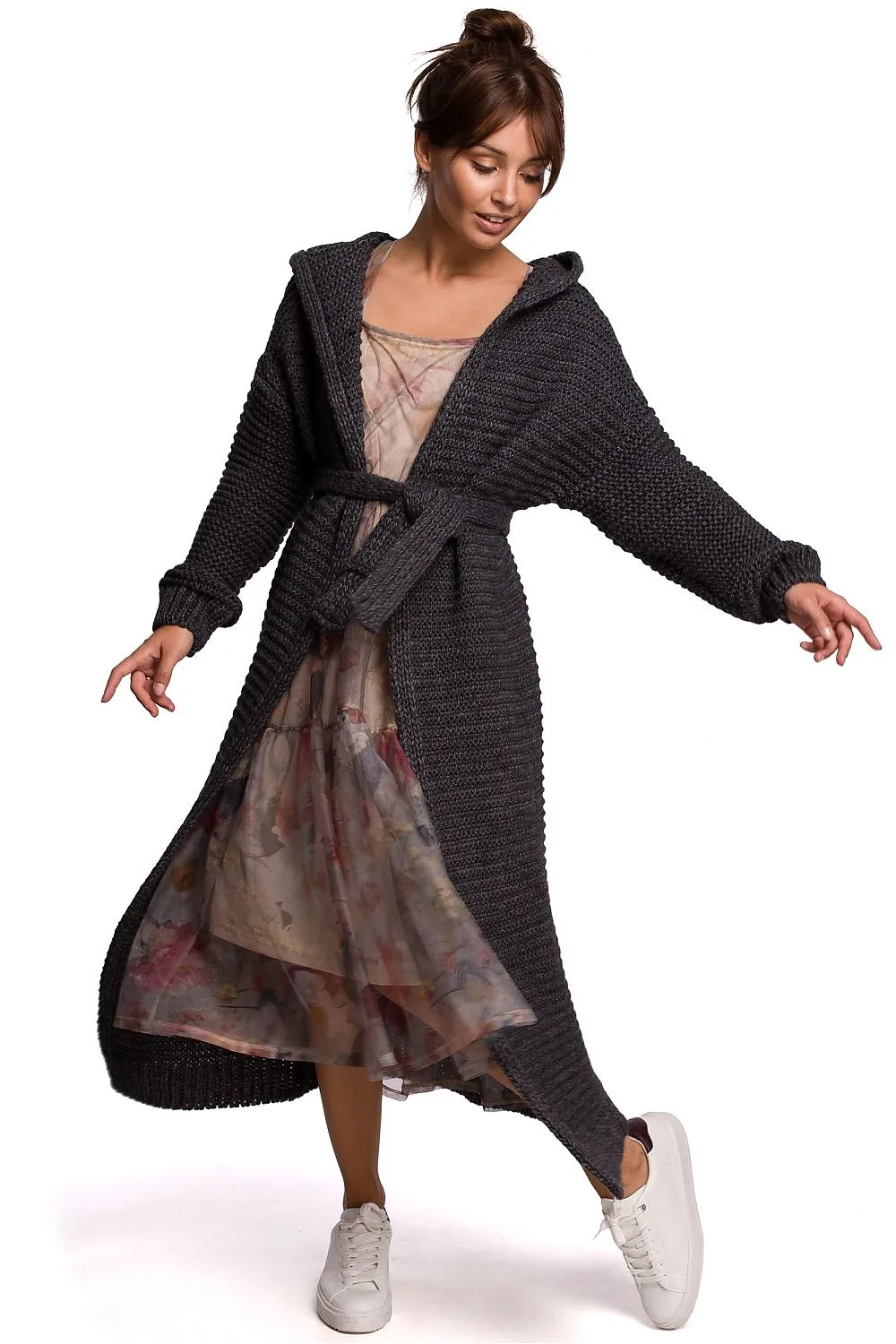 Hooded Tie-Waist Luxury Cardigan
