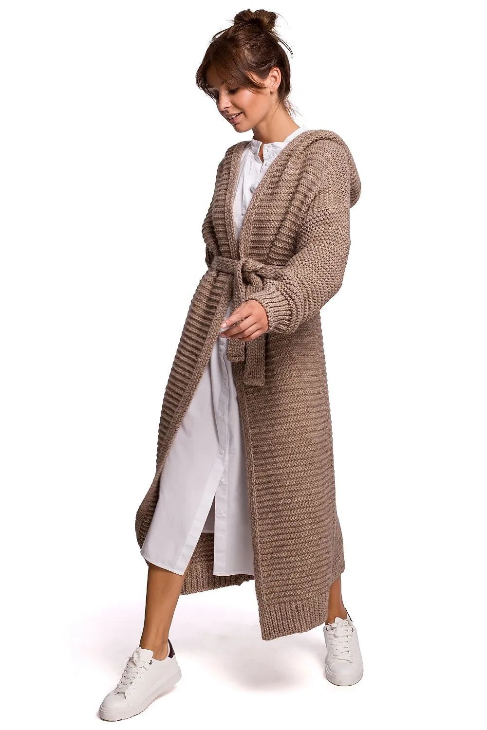 Hooded Tie-Waist Luxury Cardigan