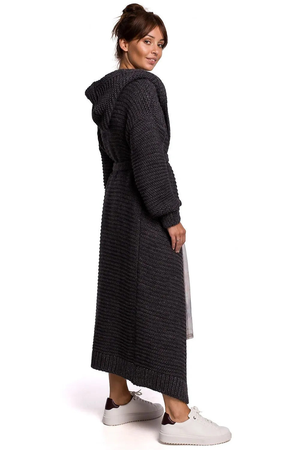 Hooded Tie-Waist Luxury Cardigan