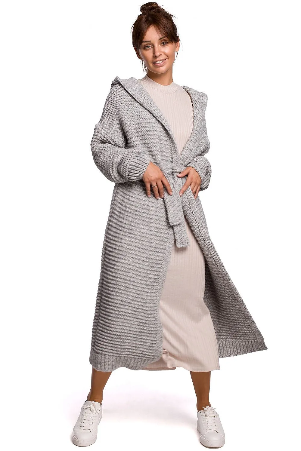 Hooded Tie-Waist Luxury Cardigan