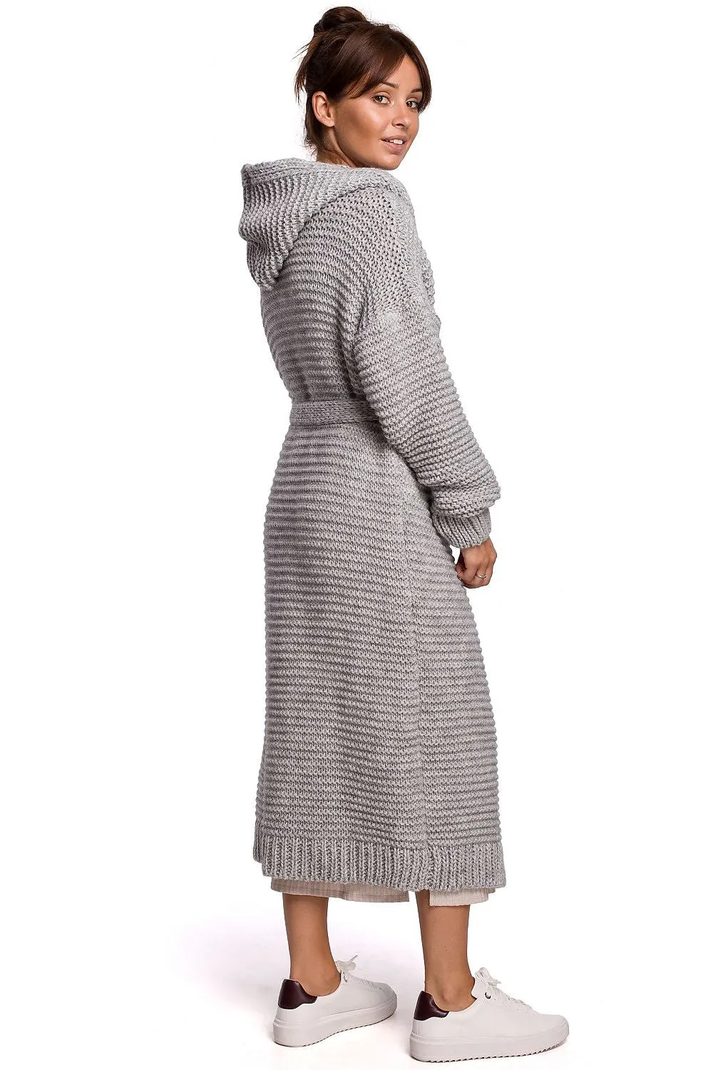 Hooded Tie-Waist Luxury Cardigan