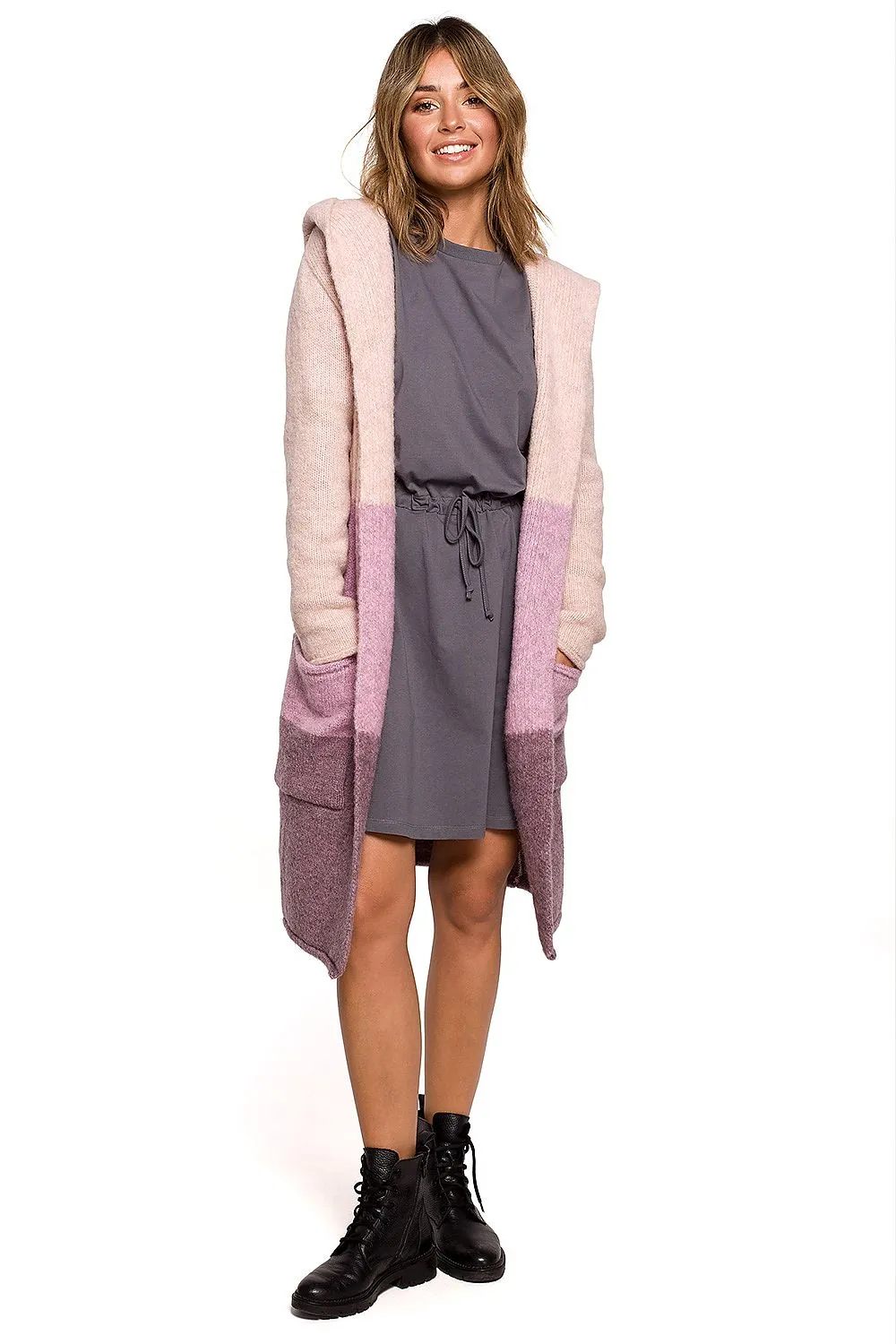 Hooded Unbuttoned Cardigan Elegance