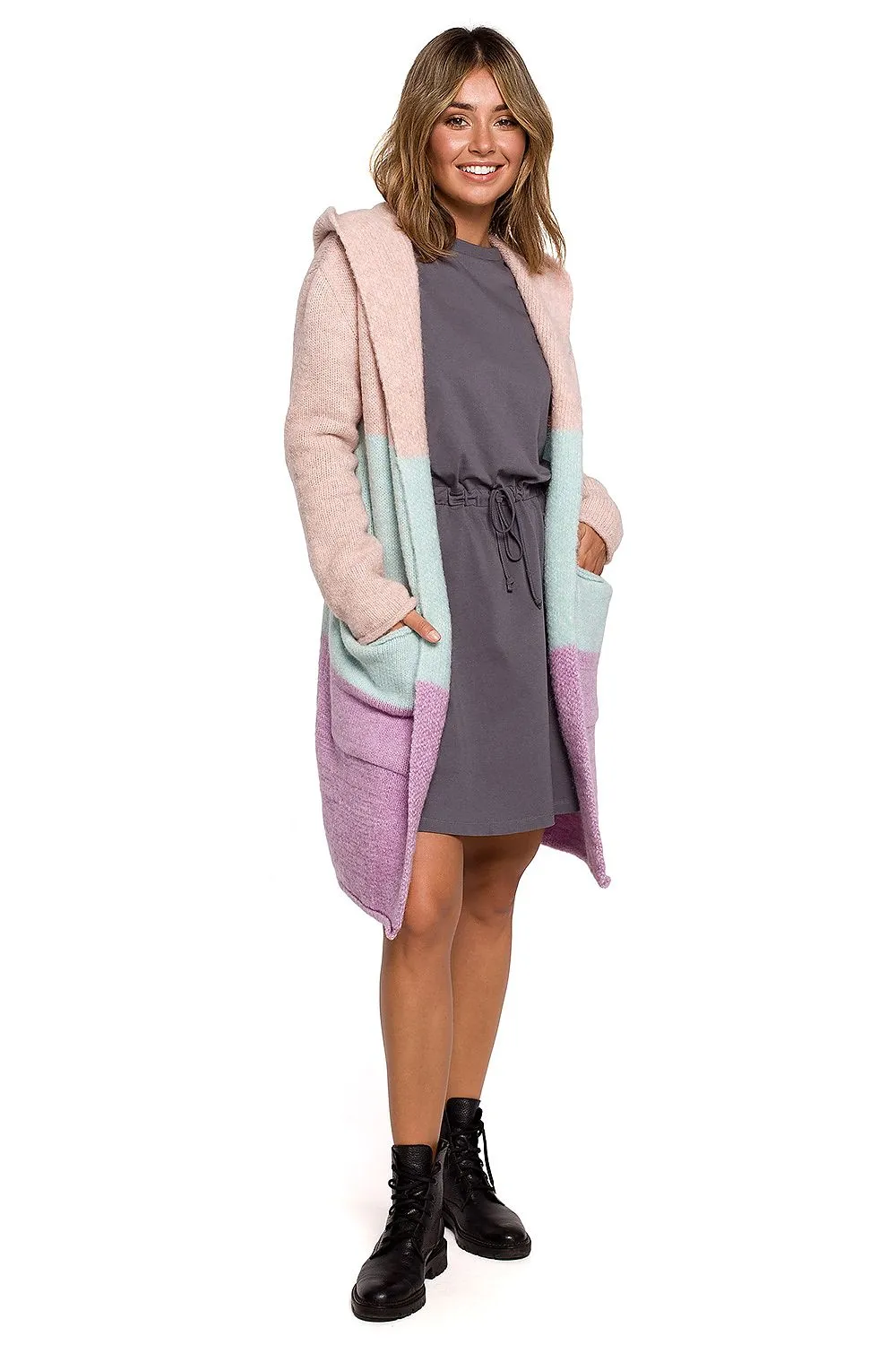 Hooded Unbuttoned Cardigan Elegance