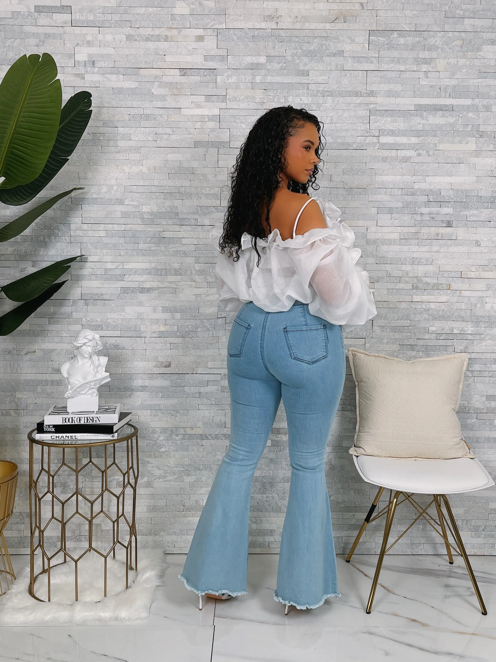 HT2143P - TUBE BANDEAU & OFF SHOULDER RUFFLE CROP BLOUSE SET