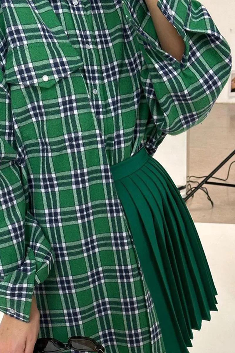HUR1373 Plaid Flannel Shirt Top