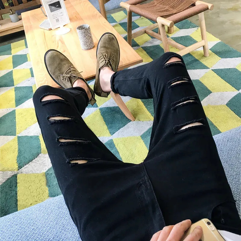 HypeFlex Herren Hip-Hop Ripped Jeans mit Schlankem Schnitt