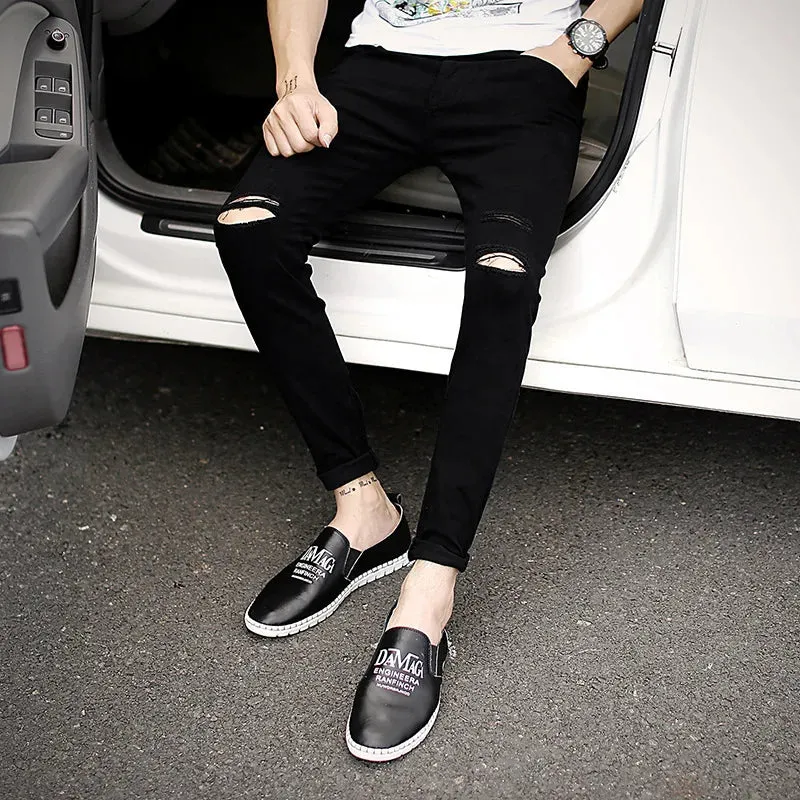 HypeFlex Herren Hip-Hop Ripped Jeans mit Schlankem Schnitt