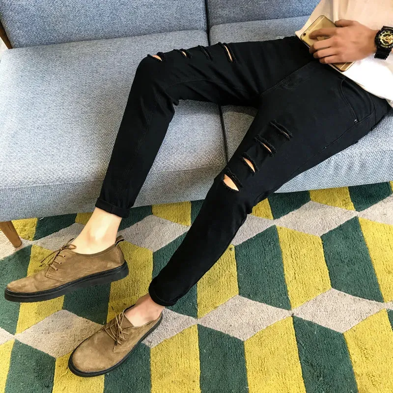 HypeFlex Herren Hip-Hop Ripped Jeans mit Schlankem Schnitt