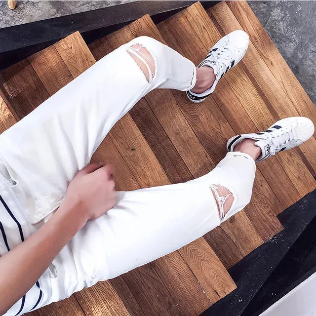 HypeFlex Herren Hip-Hop Ripped Jeans mit Schlankem Schnitt