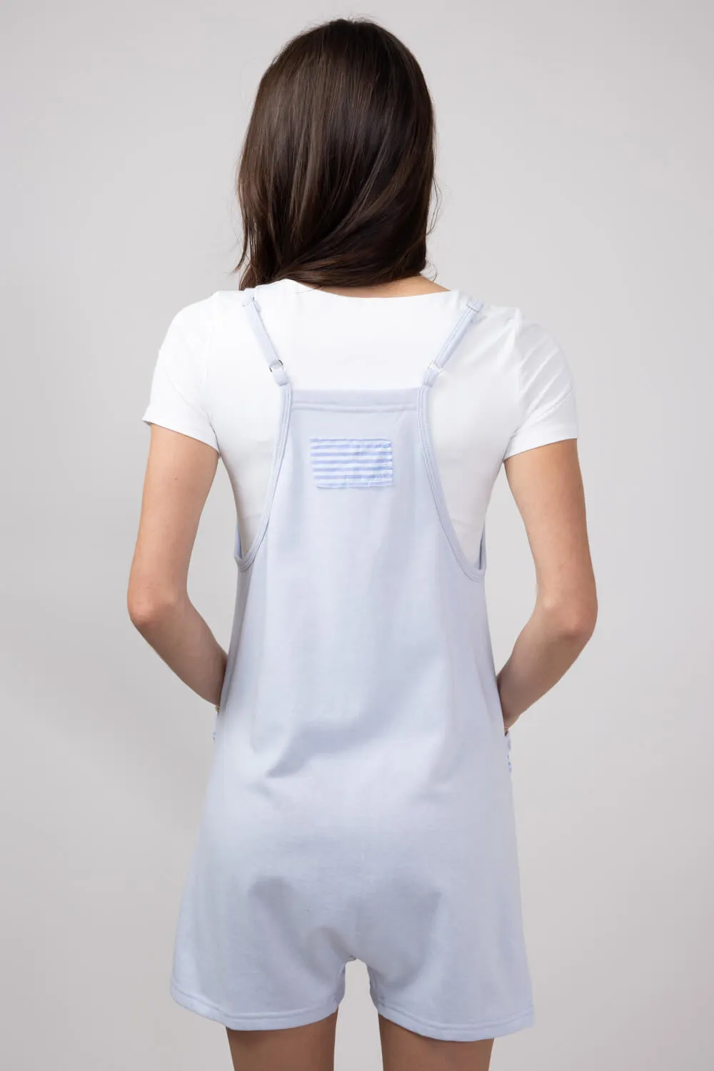 Illa Illa Striped Patch Romper for Women in Light Blue | IM8061-LIGHTBLUE