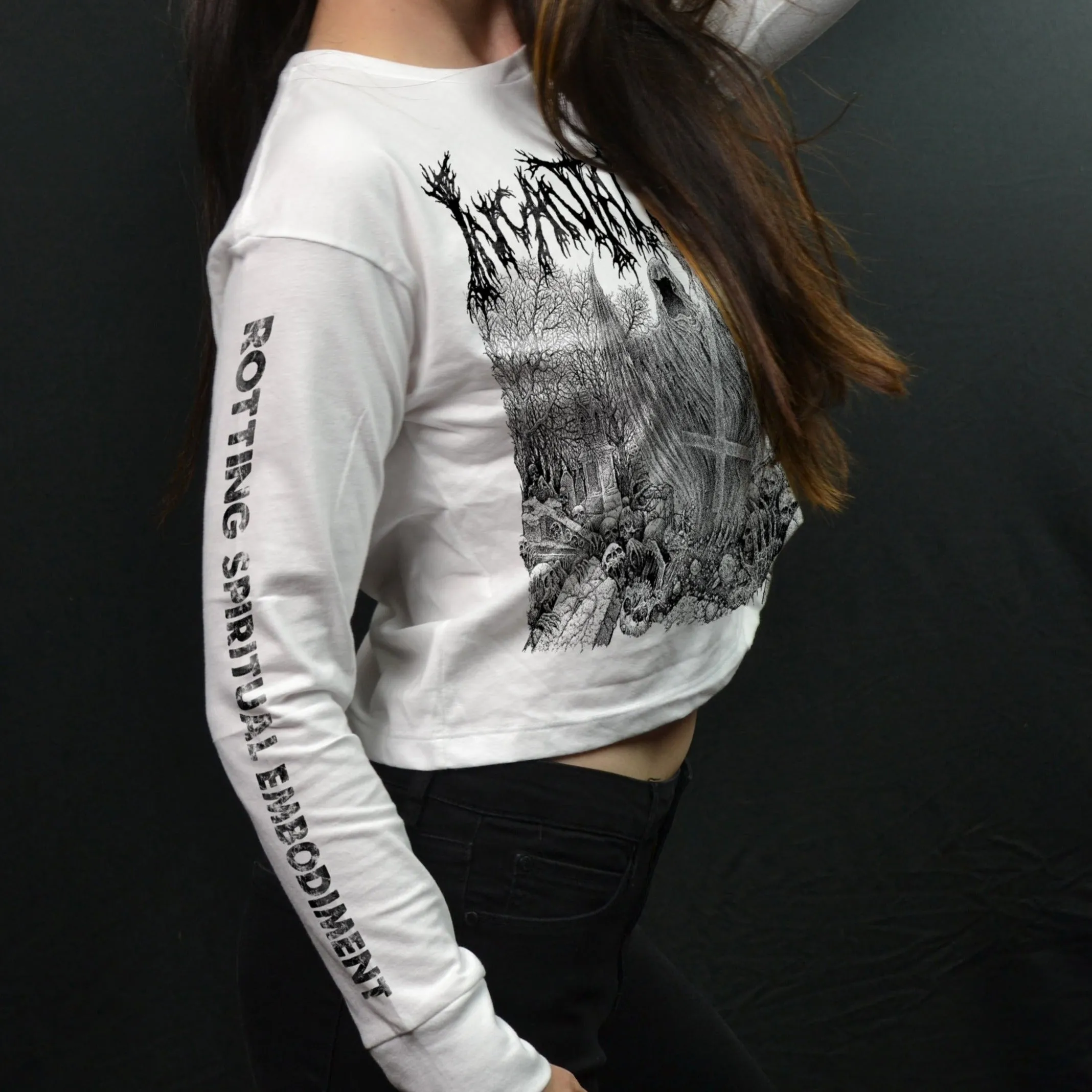 INCANTATION - Rotting Spiritual Embodiment (WHITE Long Sleeve Crop)