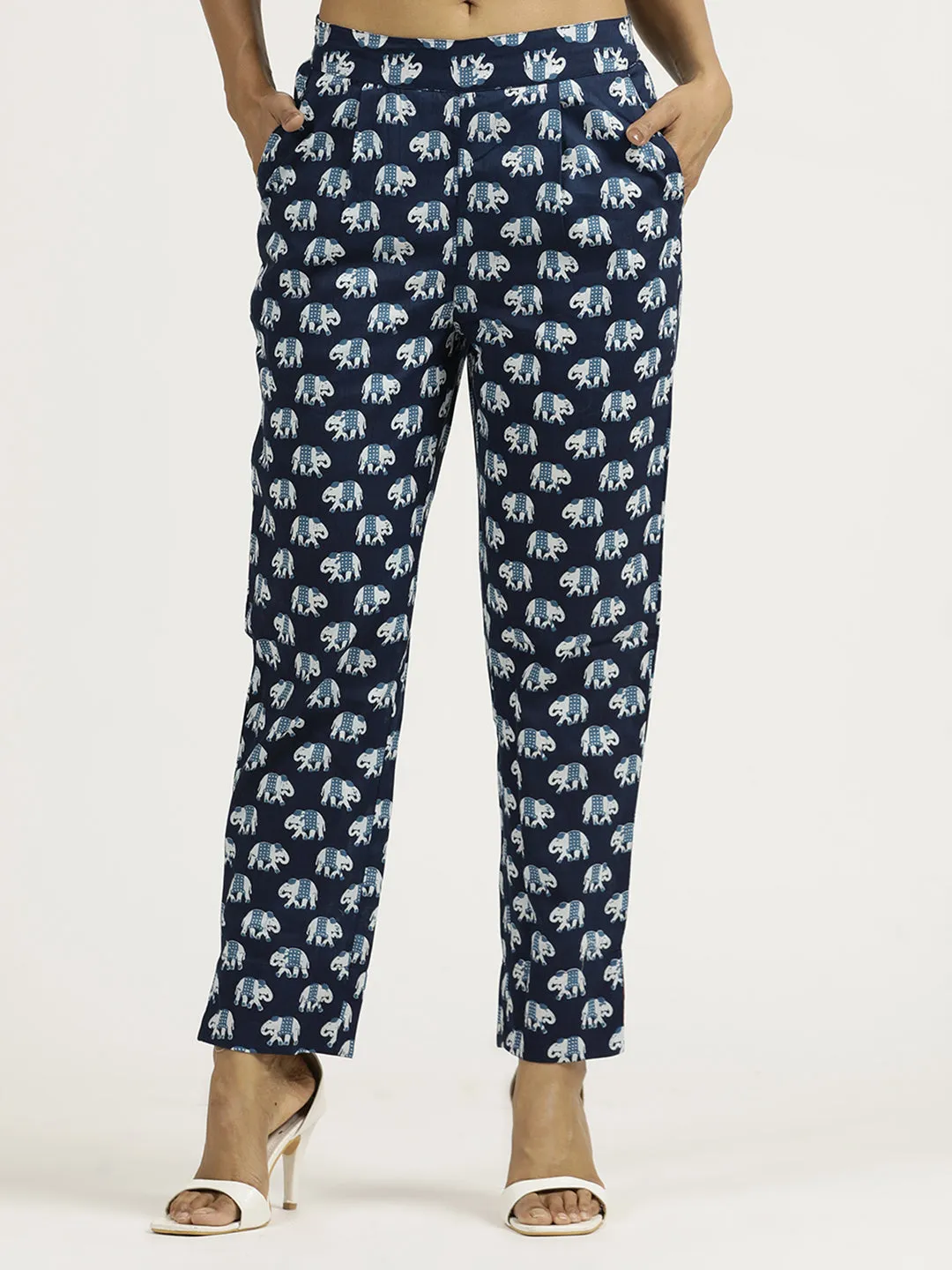 Indigo Blue Elephant Printed Kurta Set