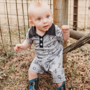 INFANT BOYS GREY BRAND S/S ROMPER