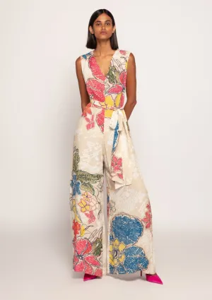 Ivory bandhani print jumpsuit
