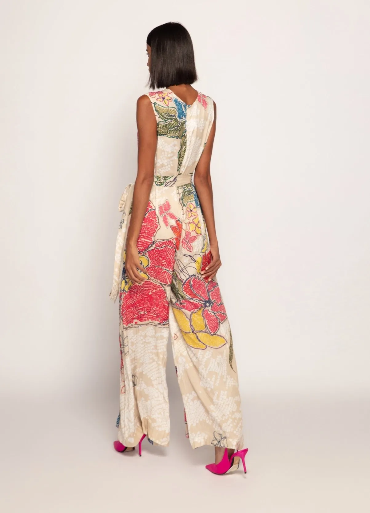Ivory bandhani print jumpsuit
